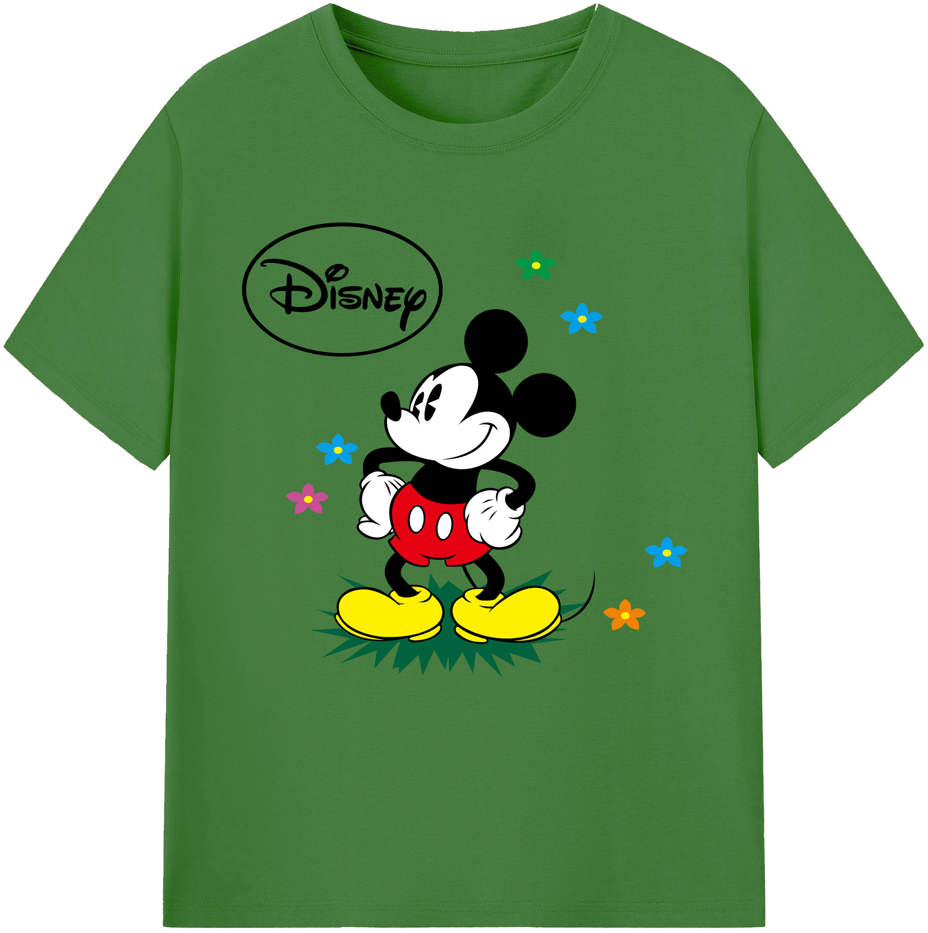 （画像用） ミッキーマウス Mickey Mouse レディースカジュアルプリントTシャツ（綿100％）